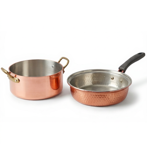 Copper Sauce <b>Pans</b> With Stainless Steel Lining Handmade Classic Design For Gas Use And Kitchenware Home Use - Product Image 1