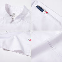 Veste de chef personnalisée à manches courtes, idéale pour la pâtisserie hôtelière et la préparation de plats chinois et occidentaux.