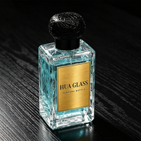 Vente en gros de flacons de parfum rectangulaires en métal avec plaque nominative, 100 ml, avec bouchon en plastique ABS et boîte design