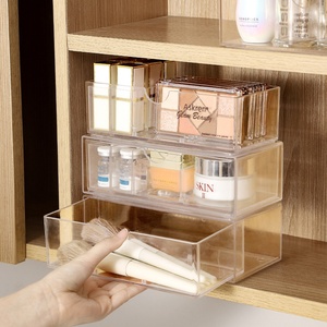 <b>Custom</b> Logo Stacked Storage Box Desk Top Storage Box Transparent with <b>Lipstick</b> Cosmetic Perfume Makeup Brush Desktop Storage Box - Product Image 1