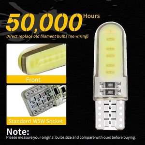 Bombilla LED T10 W5W <span class=keywords><strong>de</strong></span> gel <span class=keywords><strong>de</strong></span> silicona para interior <span class=keywords><strong>de</strong></span> <span class=keywords><strong>coche</strong></span>, luces <span class=keywords><strong>de</strong></span> techo, mapas, maletero y matrícula, 12V COB 12SMD 7500K, reemplazo sin errores Canbus - Product Image 1