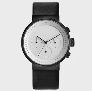 China machte gute Qualität Edelstahl Japan Chronograph Uhrwerk Lederband Custom Design OEM Uhren hersteller
