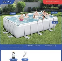 Verstärkter 3-Schicht-PVC-Rechteckiger Aufstellpool mit Stahlrahmen, UV-Beständig und Durchstichsicher, für den Außenbereich und Garten