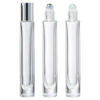 Flacon roll-on en verre transparent rond de luxe de 10 ml avec base très épaisse