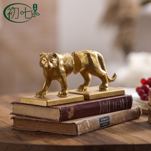 Metal Leopard Bookends American Antique Style 11x9x10.5cm 2Pcs Decorative <b>Ornaments</b> For Home Office <b>Desk</b> - Product Image 3