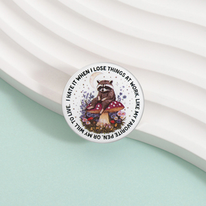 <span class=keywords><strong>Je</strong></span> déteste perdre des objets au travail, broche « Ma volonté de vivre », impression UV, épingles, badge drô<span class=keywords><strong>le</strong></span> de raton laveur et de champignon, cadeaux pour les employés de bureau - Product Image 3