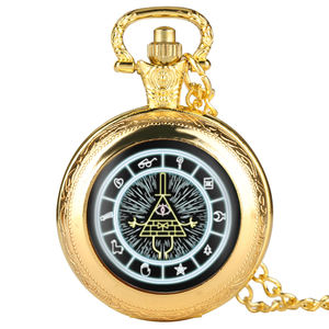 Bill Cipher Wheel Steampunk Jewelry Collier en bronze Montre de poche pour homme avec chaîne - Product Image 4