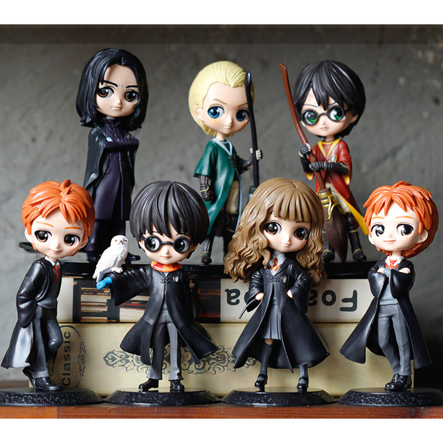Q Posket Magic Potter Movie Toys Wizard Weasley & Hermione Ron Harry Action Figures Anime Doll Toy for Kid Gift and Cake to