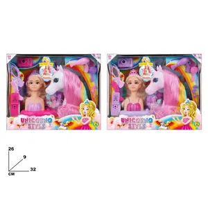 ตุ๊กตายูนิคอร์นสไตล์พร้อมม้าโพนี่สีชมพูและอุปกรณ์เสริม 26x32x9 ซม. สำหรับเด็กผู้หญิงอายุ 3 ปีขึ้นไป - Product Image 1
