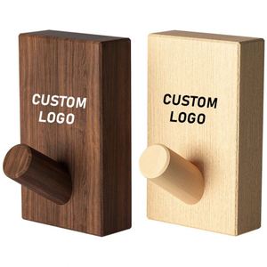 Wholesales Simple Design Wood <b>Wall</b> <b>Mount</b> Hook Coat Hanger Hook Rack Self-adhesive Solid Wood Hooks for Hat Bag <b>Clothes</b> Key - Product Image 2
