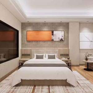 Muebles Modernos para Proyectos Hoteleros Comerciales, Juegos de Dormitorio para Hoteles de 3 Estrellas con Cama de Madera, Escritorio, Mesita de Noche y Armario - Product Image 5