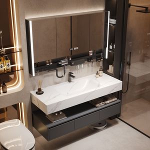 Smart Bathroom Cabinet Storage <b>Mirror</b> Cabinet <b>White</b> Top Sink Wall-Mounted Drawers Hollow Shelf - Product Image 3