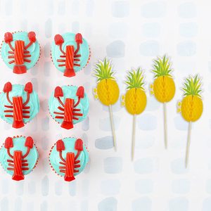 Pineapple Flamingo Cake Toppers 3D Paper Decorations For Themed Party Dessert Decor - Product Image 2