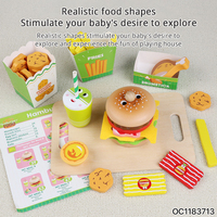 Jeu de rôle, grande maison de jeu d'imitation, jouets de cuisine en bois pour enfants d'âge préscolaire, frites, hamburgers, restauration rapide, ensemble de jouets de cuisine unisexe