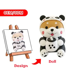 OEM ODM karikatür köpek panda ceket giyen özelleştirilmiş peluş oyuncak hayvan giyen ceket