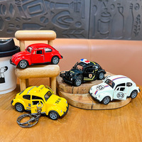 Llavero de coche de doble apertura con retroceso, modelo de vehículo miniatura vintage de aleación fundida, ecológico, juguete creativo, regalo antiestrés