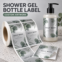 Étiquette autocollante personnalisée en BOPP pour bouteille de gel douche, pour l'emballage de bouteilles de gel douche et l'impression de logo de marque de produits de soin personnel