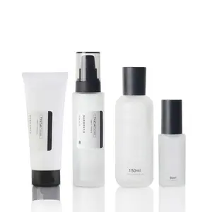 Botella de vidrio esmerilado transparente para limpieza facial, tubo suave de 100g, 40ml, 100ml, 120ml, 150ml, de 15ml cuentagotas de vidrio, 30ml