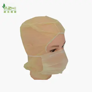 Yellow Nonwoven Astro caps food worker dustproof space cap Disposable balaclava hood with face mask for Germany market