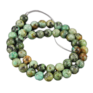 خرز فيروز أفريقي دائري بالجملة TB0261، خرز حجر كريم أخضر عسكري الأكثر مبيعًا وشعبية - Product Image 4