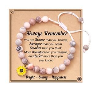 Pulseras inspiradoras de piedra natural con colgante de girasol de moda <span class=keywords><strong>para</strong></span> regalos de moda <span class=keywords><strong>para</strong></span> niñas y mujeres adolescentes - Product Image 1