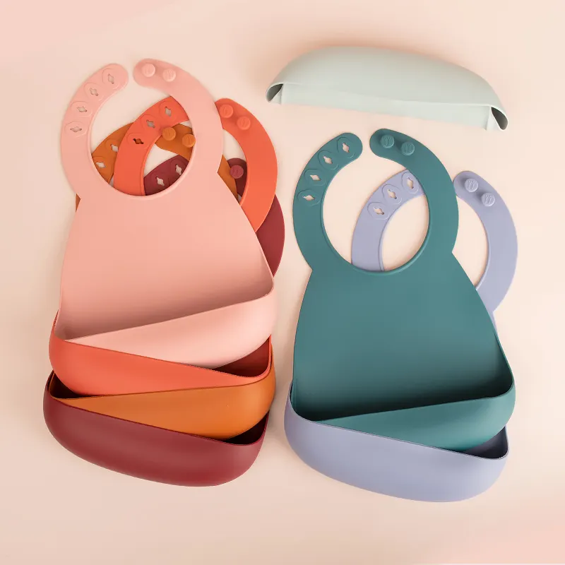 Bavoirs en Silicone lavables pour bébés, adorables bavoirs de poche, étanches, sans BPA