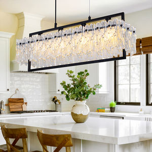 2026 Hot Modern Luxury Farmhouse Style Black Glass LED Chandelier Pendant Light For Home Living Room Indoor Villa - Product Image 2