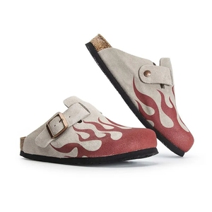 Zapatos de zuecos de <span class=keywords><strong>mujer</strong></span> al por mayor con logotipo personalizado, zapatillas de punta abierta de piel de ante negra, sandalias para hombre, zapatos planos de Mula, zuecos de <span class=keywords><strong>mujer</strong></span> personalizados - Product Image 2