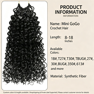 Extensiones de Cabello Sintético Mini <span class=keywords><strong>GoGo</strong></span> para Crochet, 2 Hebras en Espiral, Pequeñas y Rizadas, Pre-Enlazadas, Onduladas Estilo Boho - Product Image 2