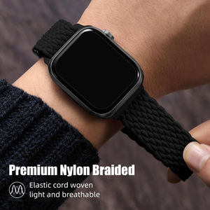 Apple Watch 시리즈 38/40/41/42/44/45/49mm 용 Apple Watch 밴드 럭셔리 꼰 나일론 낙하산 버클 짠 밴드 - Product Image 1