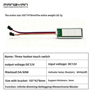 <span class=keywords><strong>Nuovo</strong></span> Interruttore Touch per Specchio a Tre Pulsanti 12V 24V 5A, Dimmer e Antiappannamento, Sensore Touch per Luce Specchio a Tre Colori (CCT) - Product Image 3