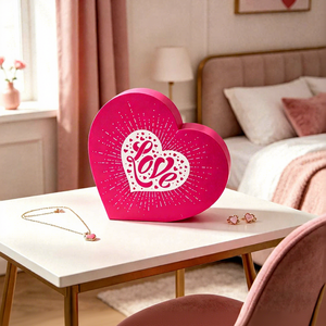 Caja de Regalo de Joyería de Terciopelo de Diseño de Lujo FX, Caja de Embalaje de Joyería Hecha a Mano en Forma de Corazón para el Día de San Valentín - Product Image 2