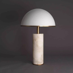 White Mushroom <b>Table</b> <b>Lamp</b> Marble <b>Base</b> Led Warm Light E27 Switch Control For Living Room Bedroom Study Bedside - Product Image 3