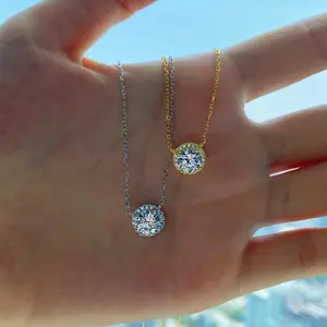Simple Shiny Dainty Berlian CZ 925 Perak Murni Kalung untuk Wanita Perhiasan