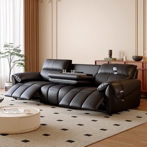 Sofás de Cuero Genuino Inteligentes y Funcionales al por Mayor con Sillones Reclinables y Función de Masaje, Muebles de Sala de Estar con Estructura de Madera Sólida - Product Image 4