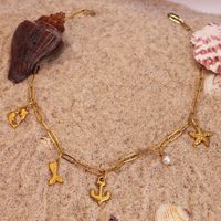 Collar con colgante de estrella que no se desvanece, venta al por mayor, collares con colgante de perla de pez globo de concha bonita a la moda, serie oceánica, piezas de joyería únicas
