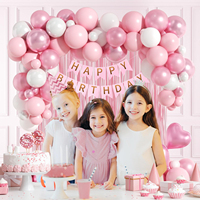 Kit de décoration de ballons roses pour anniversaire, ensemble de ballons écologiques pour les décorations de fête d'anniversaire des filles, la Saint-Valentin et Halloween