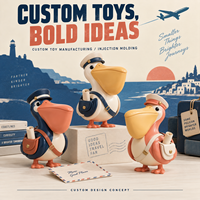 Figurines de courrier Pelican moulées par injection personnalisées, jouets de créateur en forme d'oiseau, fabricant OEM