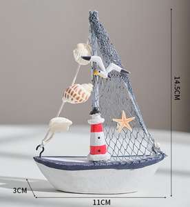 Coquille méditerranéenne décoration de <span class=keywords><strong>petit</strong></span> bateau en bois modèle de <span class=keywords><strong>voilier</strong></span> en bois l ornements de bateau artisanal pour enfants avec logo personnalisé - Product Image 3