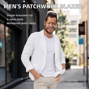 Blazer d'affaires patchwork OEM pas cher pour homme - Veste de costume à manches longues à simple boutonnage (pour le bureau/tenue formelle) 100 % polyester coupe-vent - Product Image 2