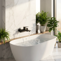 Mitigeur de douche mural monocommande en laiton noir de luxe contemporain Idealex avec fonction de dosage et valve en céramique