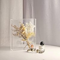 Vase en forme de livre en acrylique décoratif moderne pour la maison, vente en gros, bleu clair, rouge, brun avec glaçure transparente pour fleurs de sol
