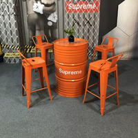 Table et chaise hautes de style industriel en fer, design baril à huile, pour stand autoportant, salon de thé, café, espace de repos extérieur, usage commercial