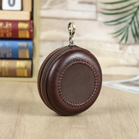 Pendentif de sac fait main en cuir pleine fleur huilé vintage, mini pochette de niche géométrique et animalière pour Airpods, pièces de monnaie, rouge à lèvres, clés
