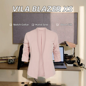 Женский однотонный тканый <span class=keywords><strong>блейзер</strong></span> <span class=keywords><strong>Vila</strong></span> с вырезанным воротником и рукавами 3/4, цвет Misty Rose, размер XS - Product Image 3