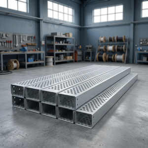 Bandeja Metálica Perforada Industrial de Acero Galvanizado con Riel Lateral de 75mm, Canal Ventilado para Cableado Eléctrico - Product Image 1