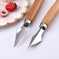 Fabriek Groothandel Keuken Gadgets 304 Rvs Meloen Scheppen & Ballers Lepel Carving Set Met Houten Handvat