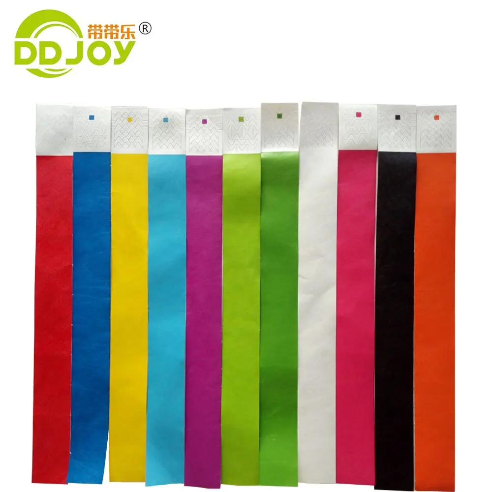 DDJOY personalizado Tyvek Material fiesta Unisex 3/4 pulgadas pulseras desechables papel muñequeras para eventos