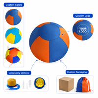 Ballon d'entraînement pour chien en tissu Oxford, disponible en bleu, orange et multicolore, idéal pour les jeux actifs en extérieur des animaux de compagnie.