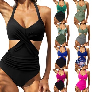 Traje de baño de una pieza para mujer, traje de baño de playa de cintura alta impermeable de secado rápido - Product Image 1